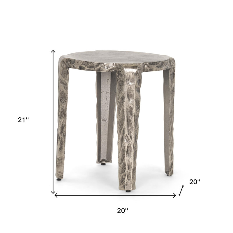 Table-plateau 20 po en fer et métal argenté