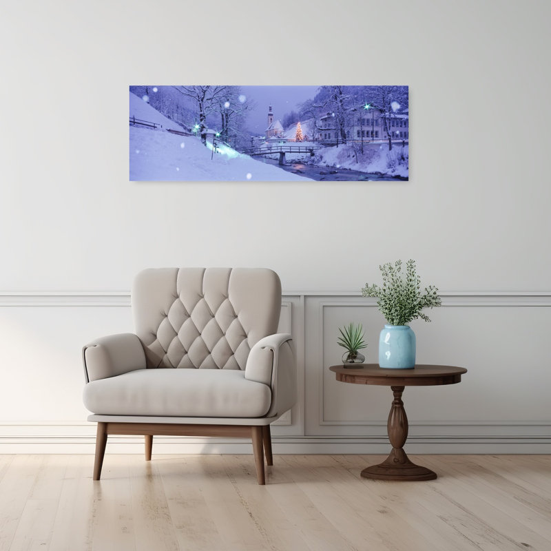 Hiver Ramsau, Allemagne, art abstrait contemporain, H 12 po x l 36 po