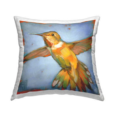 Coussin moderne à motif de colibri imprimé par Stacy Daguiar