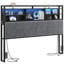 Tête de lit avec tablettes de rangement à 3 niveaux, tête de lit tapissier en velours avec 2 prises, ports USB et lumière DEL, dossier souple-1575119604-1570872238