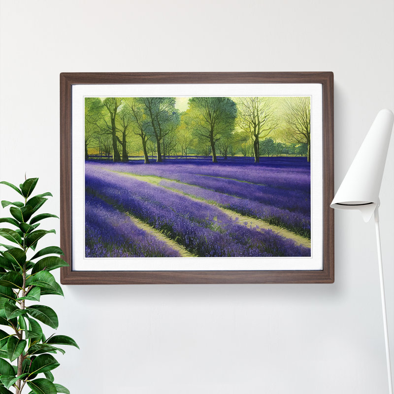 Bluebell Field Watercolour Vol.3 - Single Picture Frame Print, 46cm H x 64cm W x 2cm D, Walnut Framed