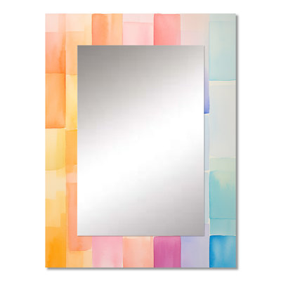Paster color cubes patterns I - Geometric Wall Mirror, Modern Decorative Mirror, Printed Metal Art