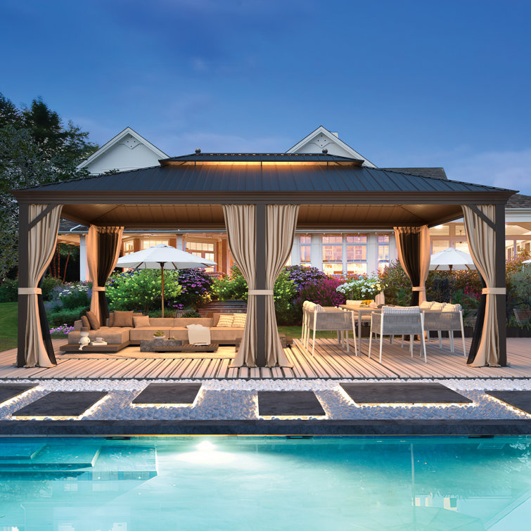 14 Ft. W x 20 Ft. D Aluminum Patio Gazebo (2 boxes for pick up ) (incomplete)