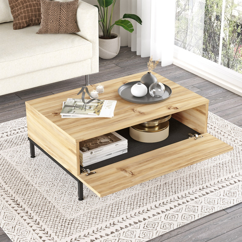 Roshaad 2 - Piece Living Room Table Set, Natural/Black