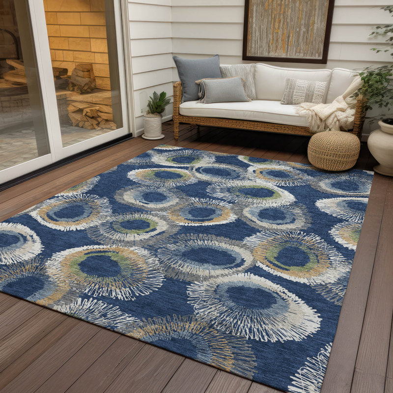 Machine Washable Indoor/Outdoor Houtz ACN2278 Geometric Rug, Rectangle 3' x 5'