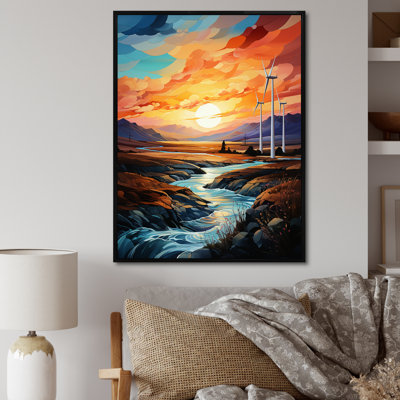 Wind Turbines Sunrise Valley I sur toile
