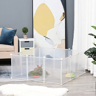 Diy Playpen - 12 panneaux de clôture en plastique pour chinchilla, cochon d'Inde, blanc 18 ", petite maison pour animaux 18"