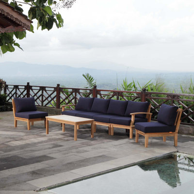 Modway Pier 7 Piece Outdoor Patio Teak Set