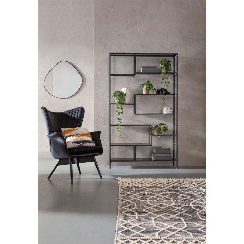 195cm H x 115cm W Geometric Bookcase, Black