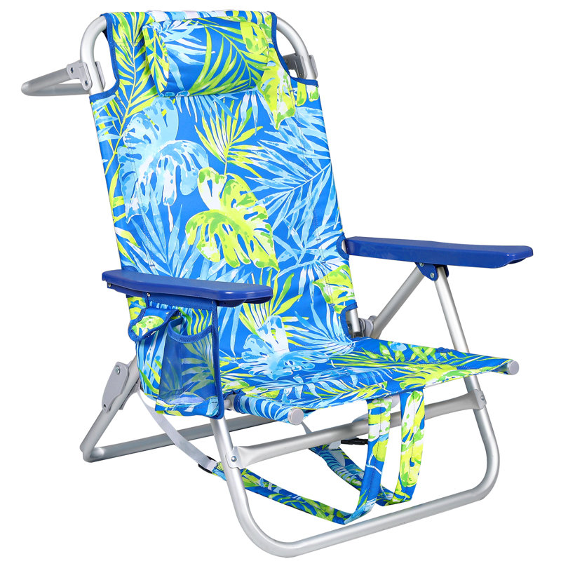 Chaises de plage Berget, chaise de camping pliante robuste, Bleu / vert