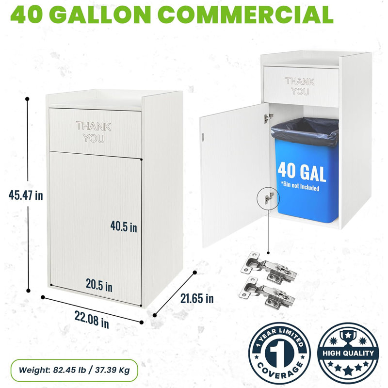 Poubelle commerciale en bois 40 gallons
