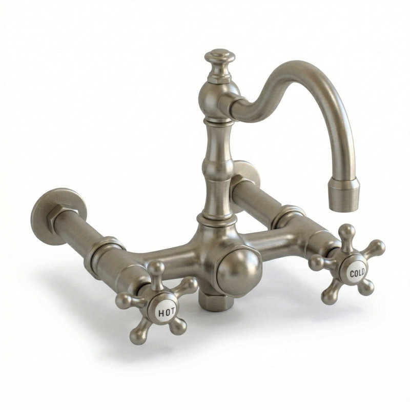 British Telephone Faucet with Fixed Arch Spout by Strom Living, Matte Nickel