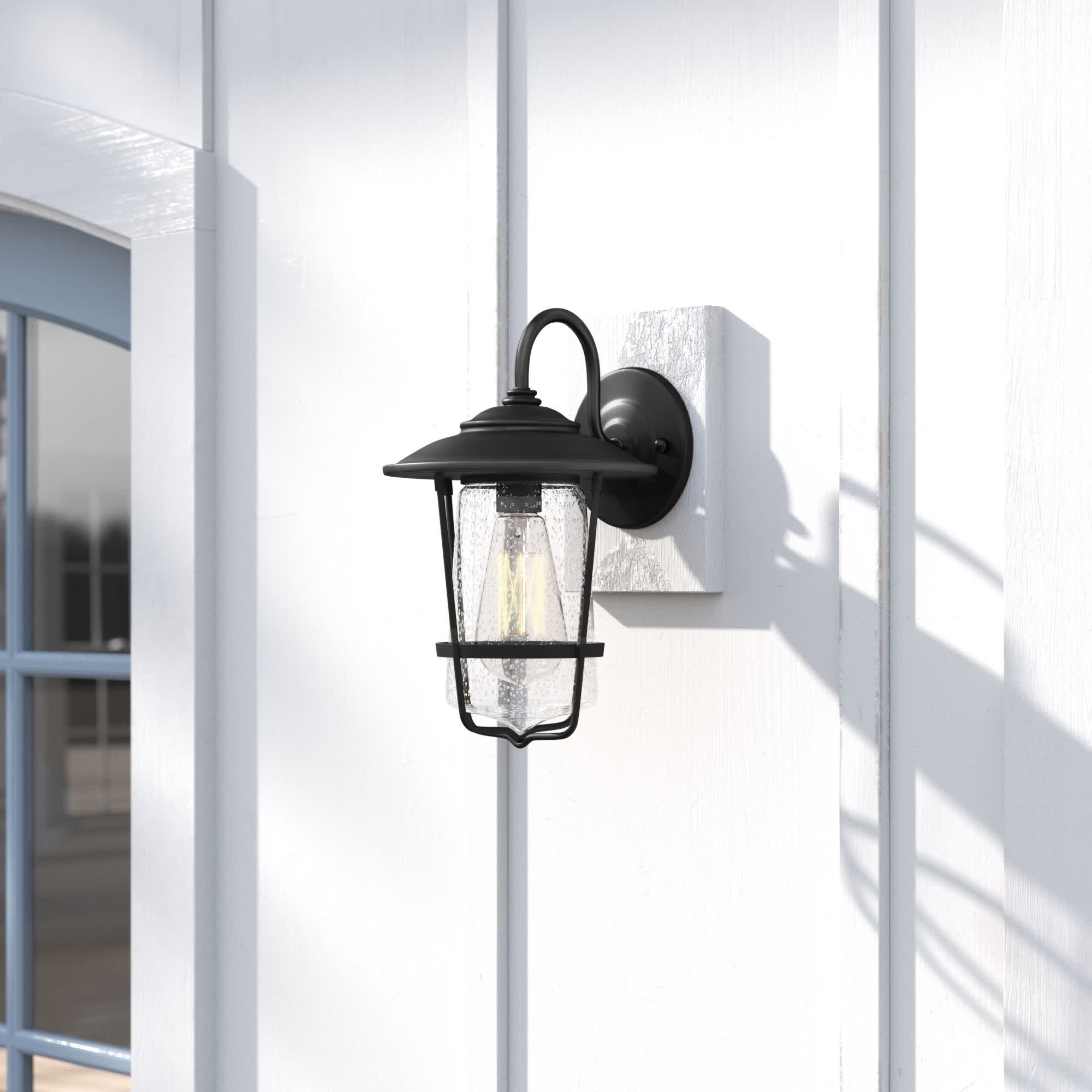 Single Light Empire Outdoor Wall Light, Black, 8.25"W X 13.25"H X 9"D