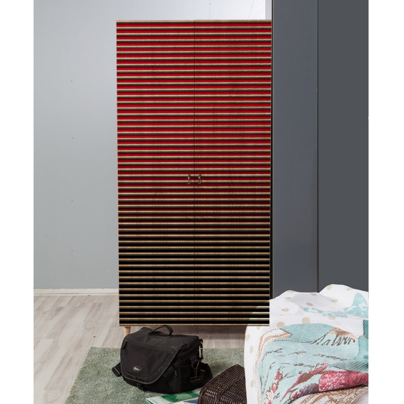 Armoire Ginevra, Rouge / Chêne