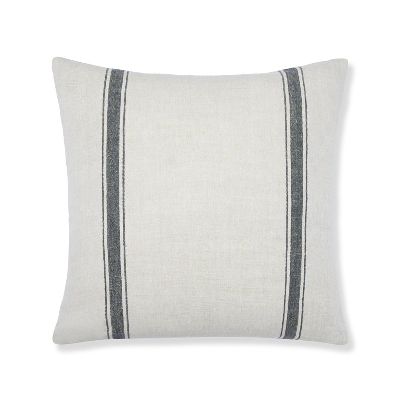 Marseille Pillow Cover - 22" x 22", Black/Natural Stripe