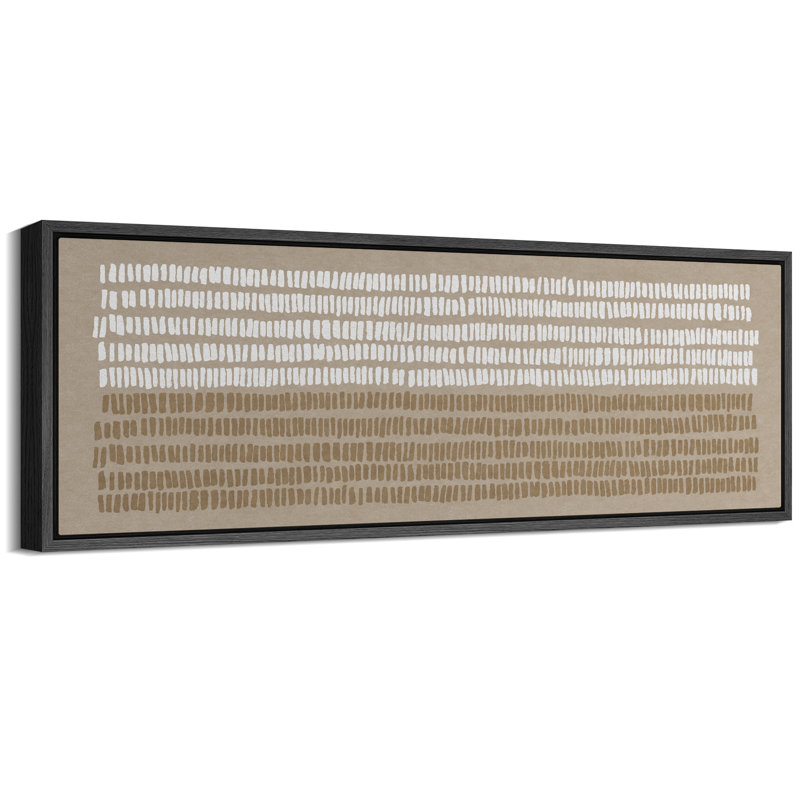 Motif linéaire neutre, lignes blanches et brunes, rétro, illustrations d'art, décor, H 20 po x l 60 po
