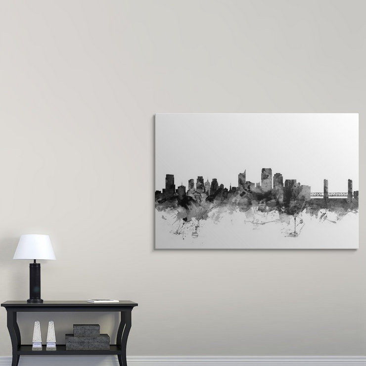 «Francy Sacramento California Skyline» par Michael Tompsett, impression, H 16 po x l 24 po x P 1,5 po, Toile