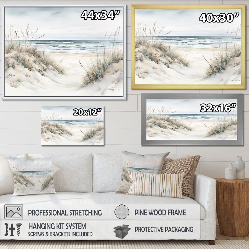 Piment - plage et océan, art mural sur toile, H 30 po x l 40 po x P 1,5 po, Cadre naturel flottant