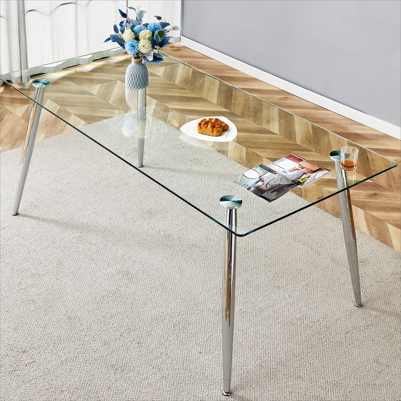 Table de salle à manger Jayceon, H 30 po x L 71 po x l 35,4 po, Argent argent