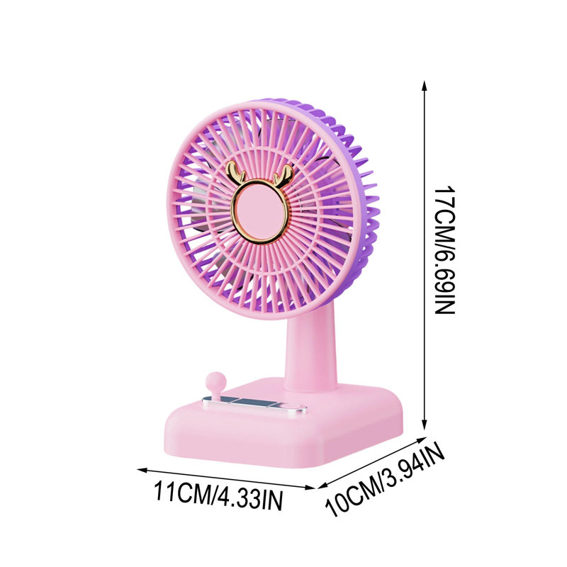 Kbndieu USB Rechargeable Desktop Mini Fan Portable Small Fan for Dorm Students Office Use, Purple