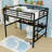 Metal Loft Bed With Integrated Desk, Charging Station And LED Lighting-335087212