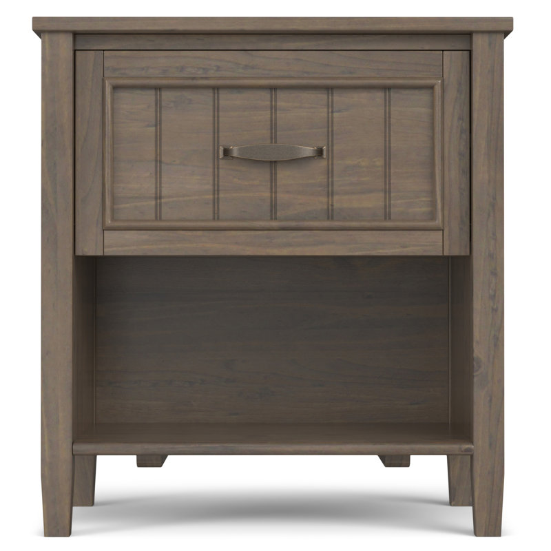 Lev 24"W Solid Wood Bedside Table with Drawer