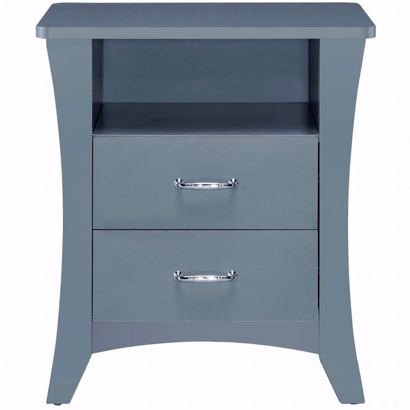 Table de chevet pour chambre à coucher avec 2 tiroirs et tablettes ouvertes