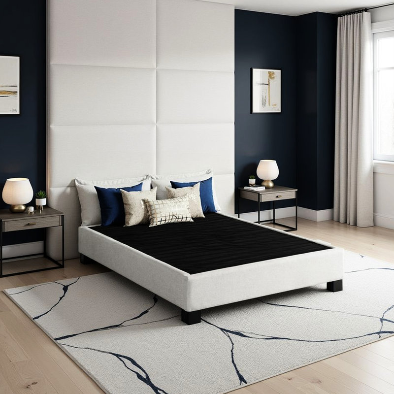 Lit plateforme tapissier Oatmeal