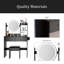 Table de coiffeuse ronde à miroir DEL + tabouret rembourré, interrupteur tactile-933286031