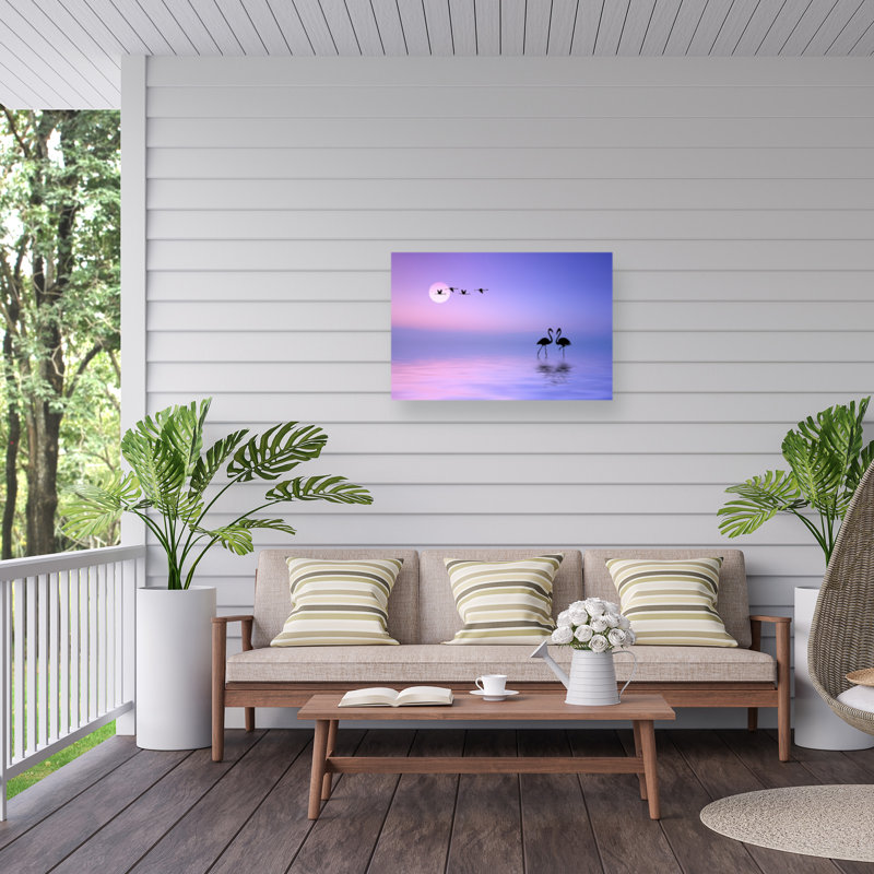 «Flying Flamingo On Canvas» par Bess Hamiti, reproduction, H 12 po x l 19 po
