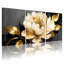 Pivoine fleur dorée sur fond foncé, ensemble de 3 impressions sur toile-762811568