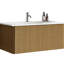 Meuble-lavabo flottant en chêne naturel de 36 po, fixation murale, lavabo intégré blanc, quincaillerie, film haut de gamme, chêne en forme de U moderne, bords courbés en céramique, tiroir spacieux avec drainage en forme