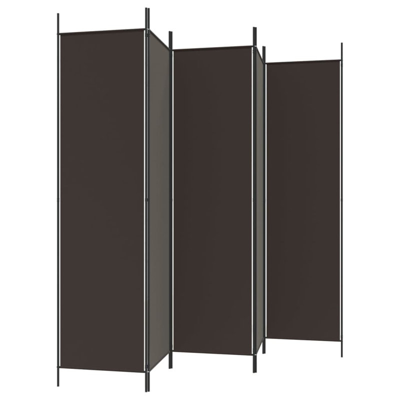 Kasimir Folding Room Divider, 5, 200cm H x 250cm W, Brown