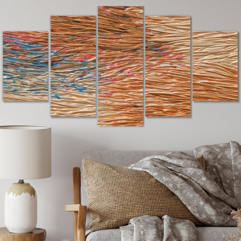 «Terracotta Bliss Abstract», reproduction d'art sur toile abstraite - 5 panneaux