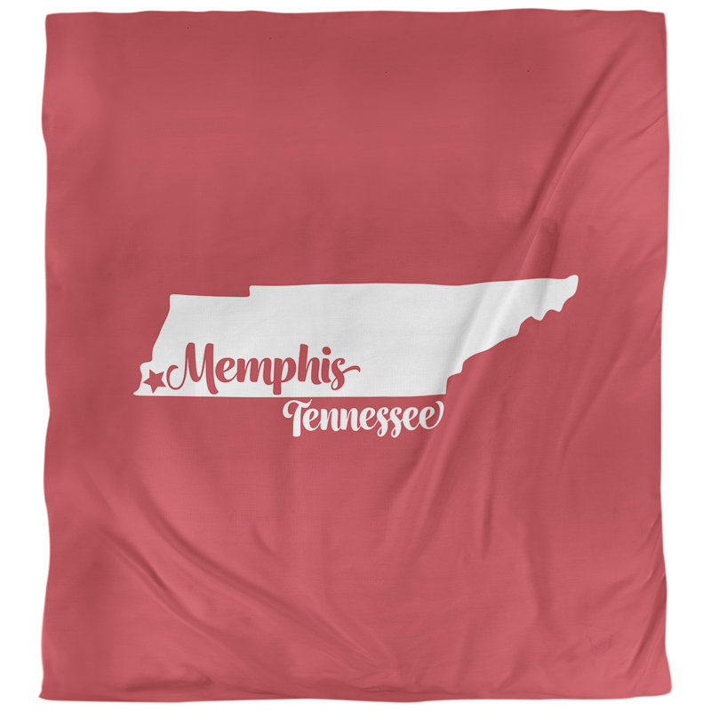 Housse de couette réversible simple Memphis Tennessee, Microfibre, Housse de couette pour grand lit, Rouge