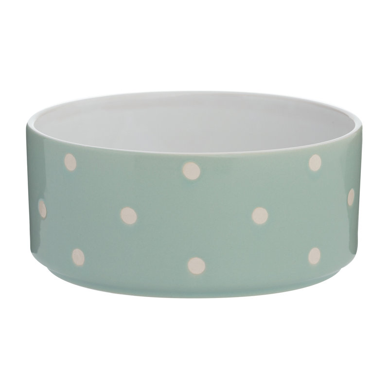 Polka Dot Dog Bowls, 5cm H x 18cm W x 18cm D, Sage