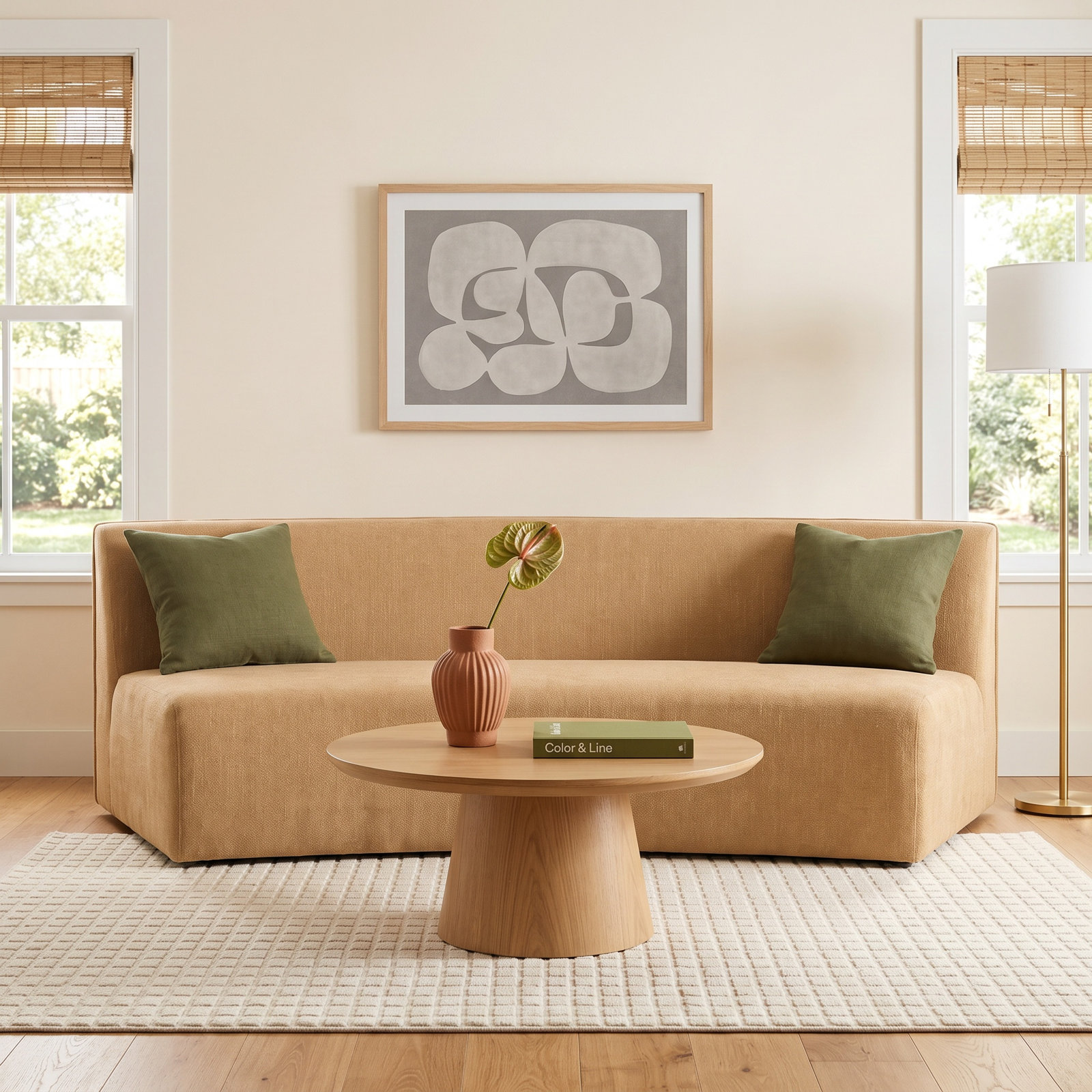 REMI 81" Concave Modular Sofa, Yellow