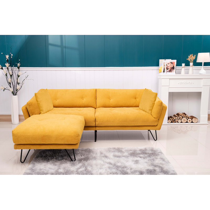 Canapé rembourré 85,83 po Kaeli, Chenille jaune