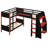 L-Shaped Twin Bunk Bed with Gaming Loft, Built-in Desk, Shelves & LED Lights