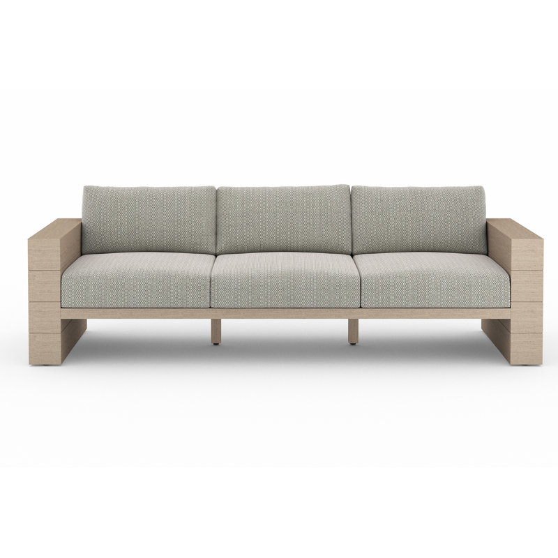 Tsubaki 96" Wide Patio Sofa, Washed Brown, Charcoal Polypropylene/Olefin