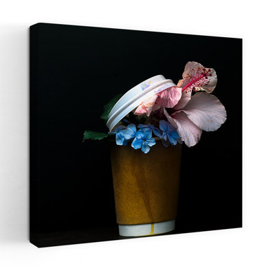 Fresh Coffee Cup Blooms Delicate Elegant Vibrant Hibiscus Flower Nature Wall Art Print 1 Piece Wrapped Canvas Wall Art