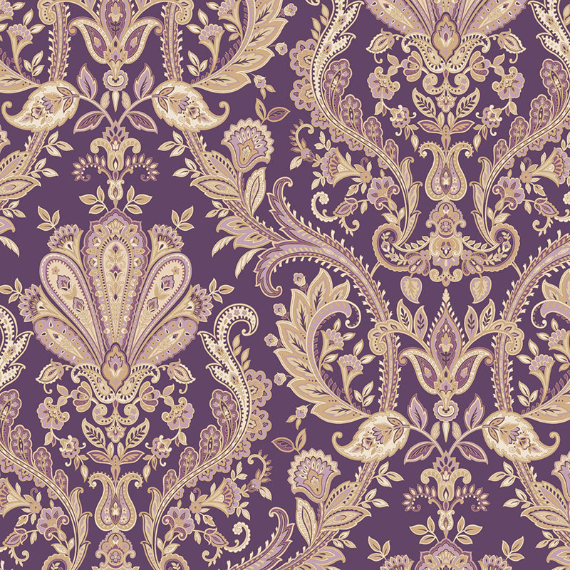 Rouleau de papier peint scintillant / scintillant 32,7 pi x 20,5 po Adalwin, Mauve / Or / Mauve