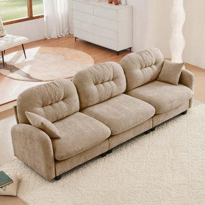 Canapé modulaire en chenille 3 places avec 2 coussins