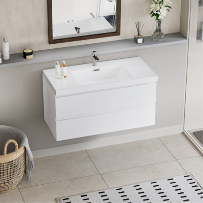 Floating Bathroom Vanity With Sink, Wall-Mounted And Space-Saving, Ideal For Modern Bathroom Design.