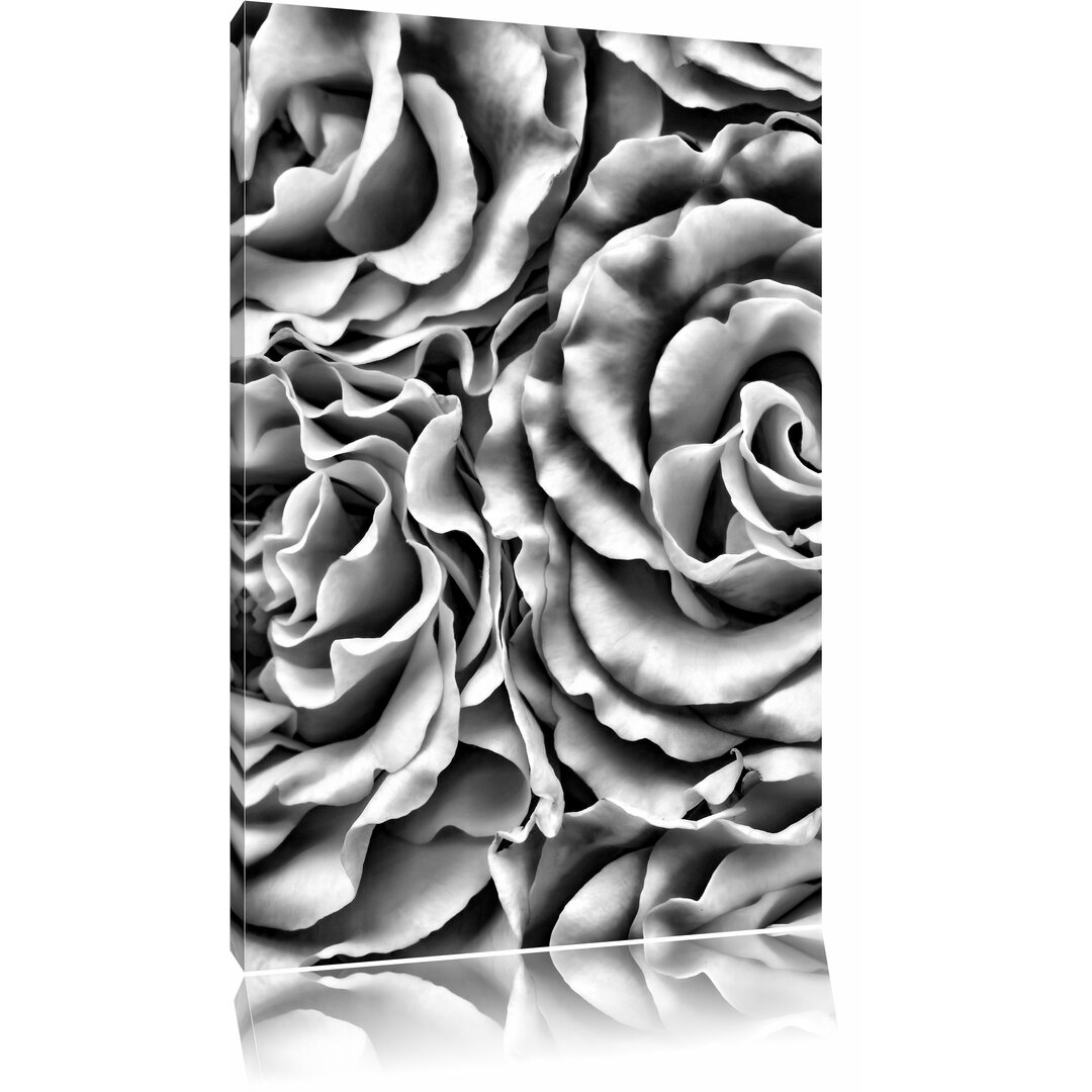 Leinwandbild Blumen Flowers Rosen Gelb Blumenmeer in Monochrom