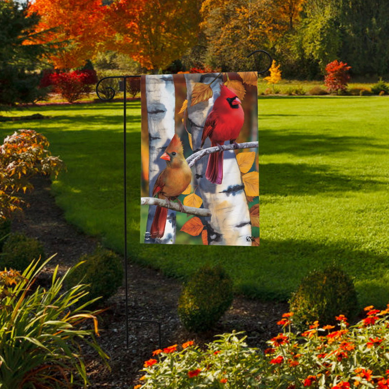 Drapeau de jardin Birch Tree Cardinals Fall