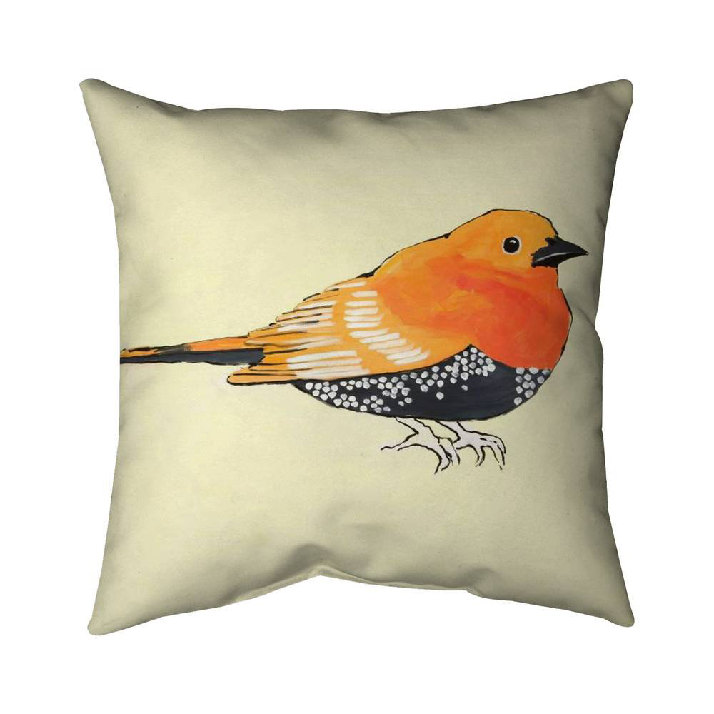 Little orange bird illustration - 20"x20" Outdoors Throw pillow - Spun poly - Print on demand Begin Edition International Inc.