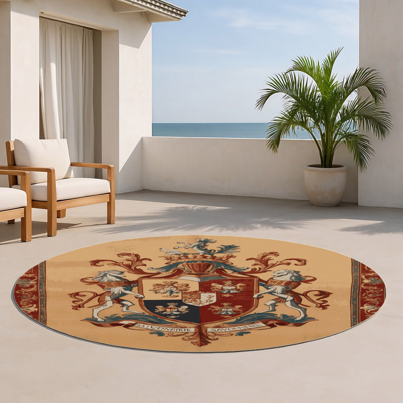 Tapis d'intérieur et d'extérieur brun français, Rond 5 pi