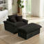 Canapé 51,77 pouces avec siège à compression simple et confort moderne avec repose-pieds unique, chaise longue pour salon, chambre à coucher, appartement, bureau, noir