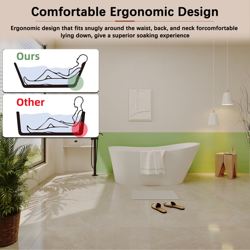 67'' Acrylic Freestanding Bathtub,Deep Soaking Bathtub